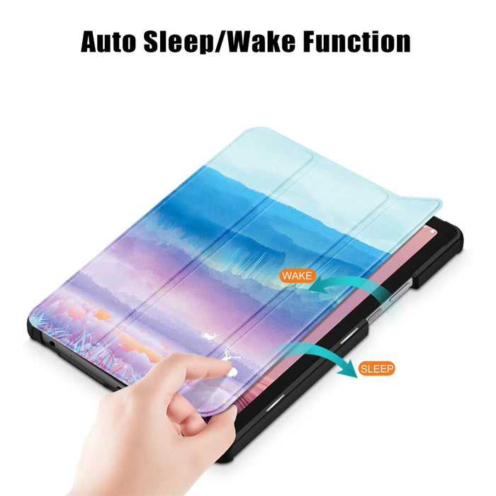 Tablet Leather Case for Lenovo Tab M9 TB-310FU , Tri-fold Stand Pattern Printing Tablet Cover with Auto Wake / Sleep - Fantasy Deer - 6