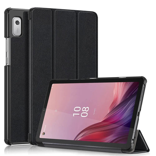 Tri-fold Stand Tablet Case for Lenovo Tab M9 TB-310FU , Auto Wake / Sleep PU Leather Tablet Cover - Black - 1