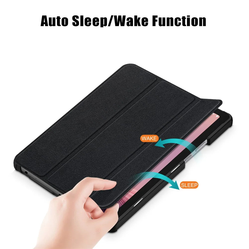 Tri-fold Stand Tablet Case for Lenovo Tab M9 TB-310FU , Auto Wake / Sleep PU Leather Tablet Cover - Black - 6