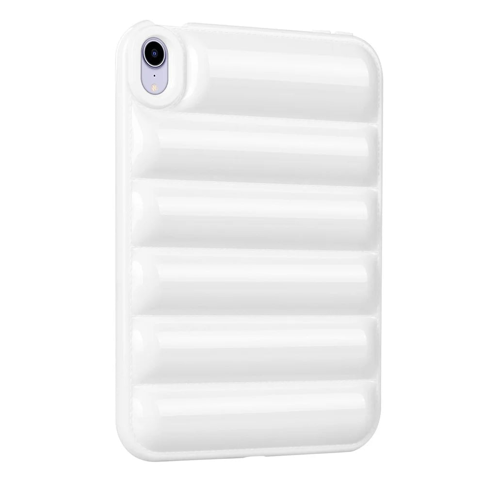 For iPad mini (2024) / mini (2021) Candy Color Down Jacket Shockproof Back Case Soft TPU Tablet Cover - White - 2
