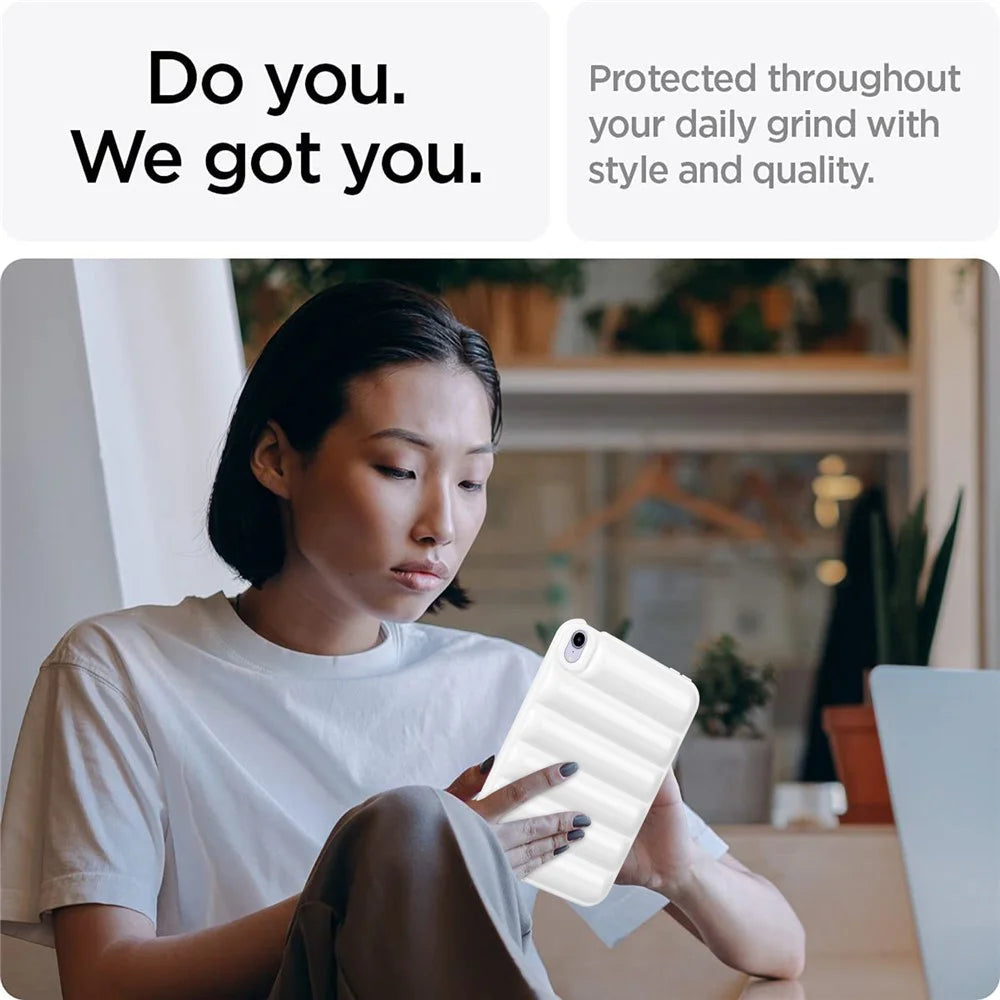 For iPad mini (2024) / mini (2021) Candy Color Down Jacket Shockproof Back Case Soft TPU Tablet Cover - White - 4