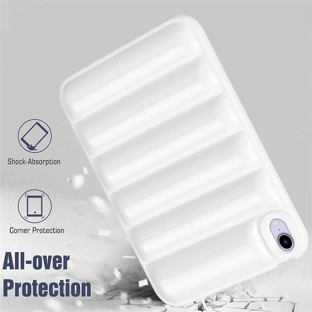 For iPad mini (2024) / mini (2021) Candy Color Down Jacket Shockproof Back Case Soft TPU Tablet Cover - White - 5