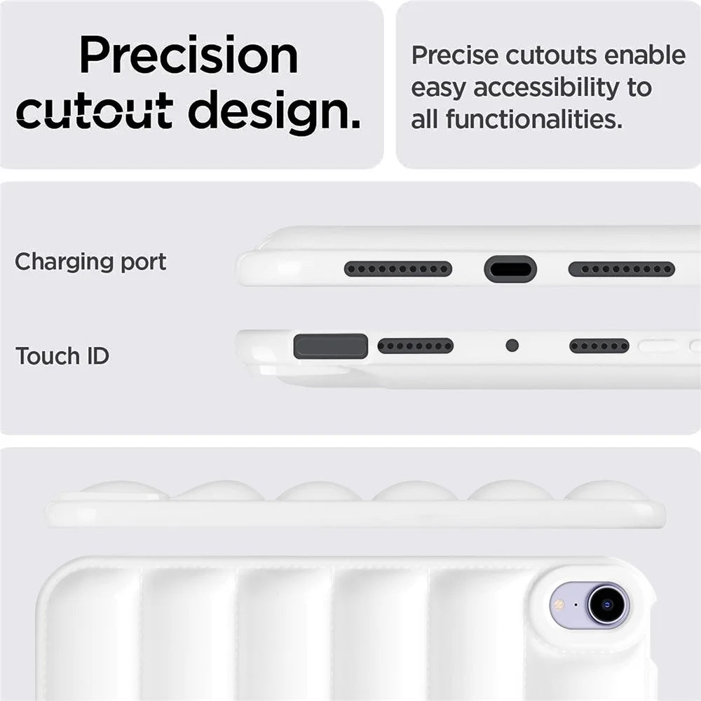For iPad mini (2024) / mini (2021) Candy Color Down Jacket Shockproof Back Case Soft TPU Tablet Cover - White - 7