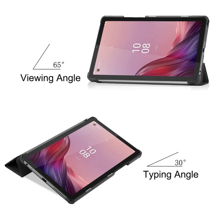 For Lenovo Tab M9 TB-310FU Anti-scratch PU Leather Tablet Case Tri-fold Stand Protective Cover - Black - 3