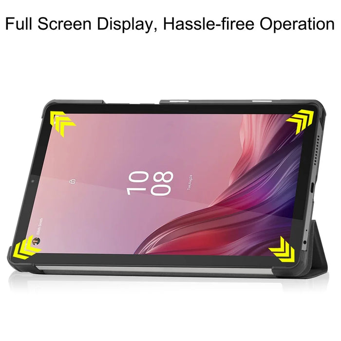 For Lenovo Tab M9 TB-310FU Anti-scratch PU Leather Tablet Case Tri-fold Stand Protective Cover - Black - 4