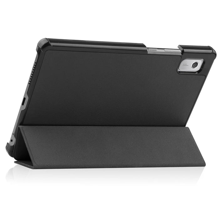 For Lenovo Tab M9 TB-310FU Anti-scratch PU Leather Tablet Case Tri-fold Stand Protective Cover - Black - 5