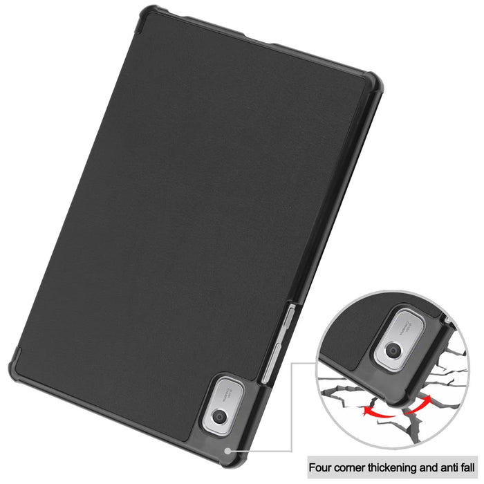 For Lenovo Tab M9 TB-310FU Anti-scratch PU Leather Tablet Case Tri-fold Stand Protective Cover - Black - 6