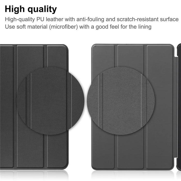 For Lenovo Tab M9 TB-310FU Anti-scratch PU Leather Tablet Case Tri-fold Stand Protective Cover - Black - 7