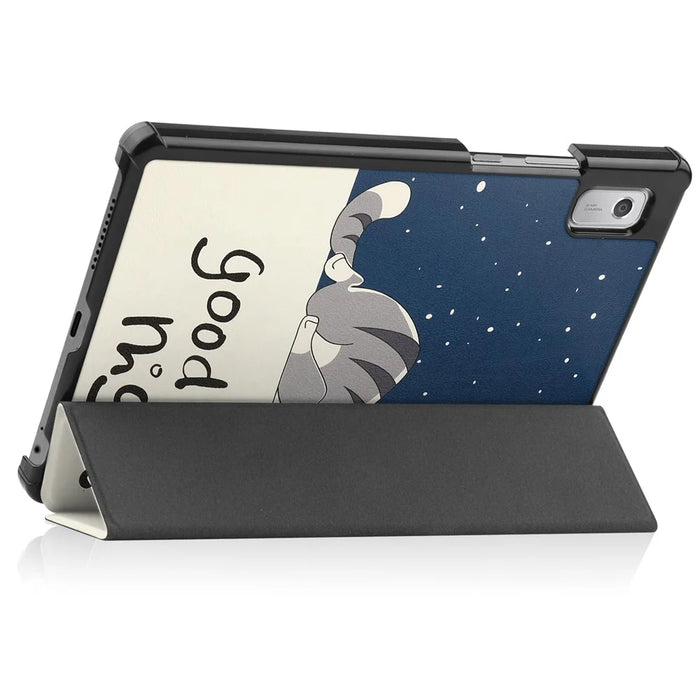 Tri-fold Stand Tablet Case for Lenovo Tab M9 TB-310FU Pattern Printing PU Leather + PC Protective Cover - Cat - 5