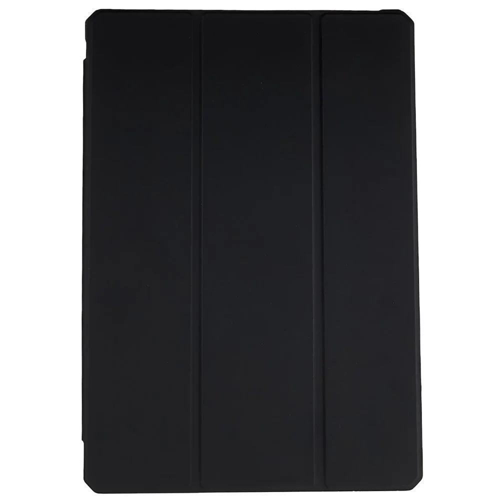 For Samsung Galaxy Tab S10+ / S9+ Skin-Touch Tri-Fold Stand Tablet  Case PU Leather TPU Acrylic Clear Tablet Cover - Black - 6