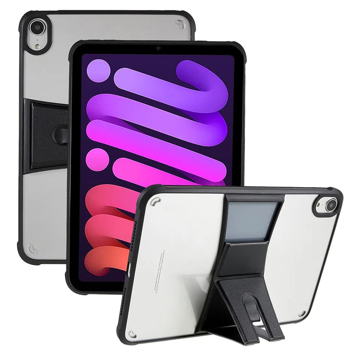 Transparent TPU + Acrylic Tablet Case for iPad mini (2024) / mini (2021) Leather Kickstand Anti-Drop Tablet Cover - 1