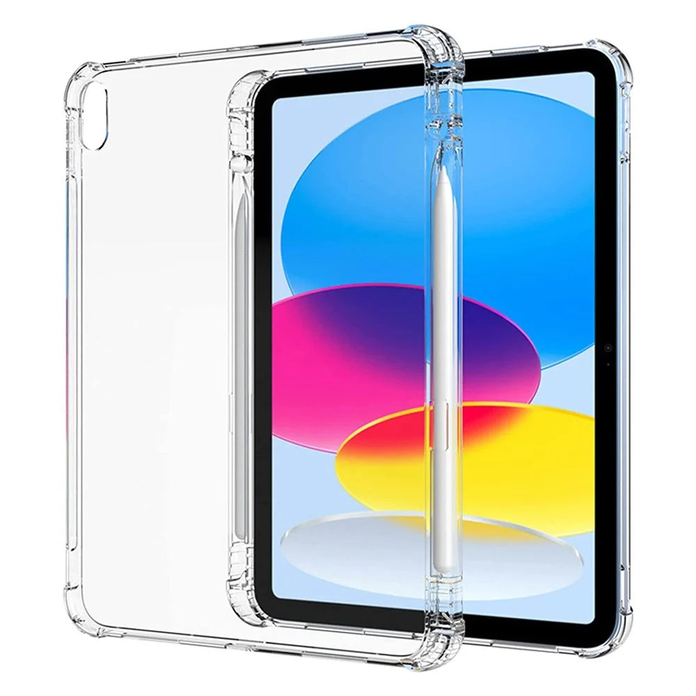 For iPad (2025) / 10.9 (2022) Shockproof TPU Tablet Case Reinforced Corners Transparent Protection Cover with Pen Slot - 1