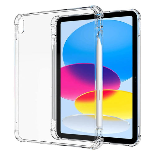 For iPad (2025) / 10.9 (2022) Shockproof TPU Tablet Case Reinforced Corners Transparent Protection Cover with Pen Slot - 1