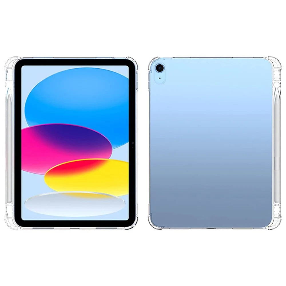 For iPad (2025) / 10.9 (2022) Shockproof TPU Tablet Case Reinforced Corners Transparent Protection Cover with Pen Slot - 2