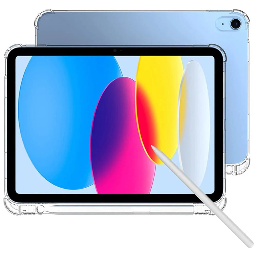 For iPad (2025) / 10.9 (2022) Shockproof TPU Tablet Case Reinforced Corners Transparent Protection Cover with Pen Slot - 3