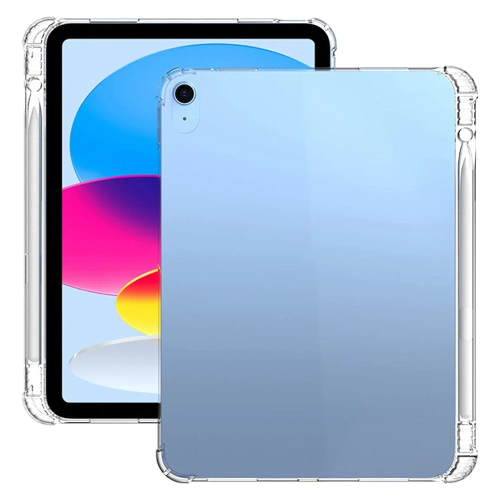 For iPad (2025) / 10.9 (2022) Shockproof TPU Tablet Case Reinforced Corners Transparent Protection Cover with Pen Slot - 4