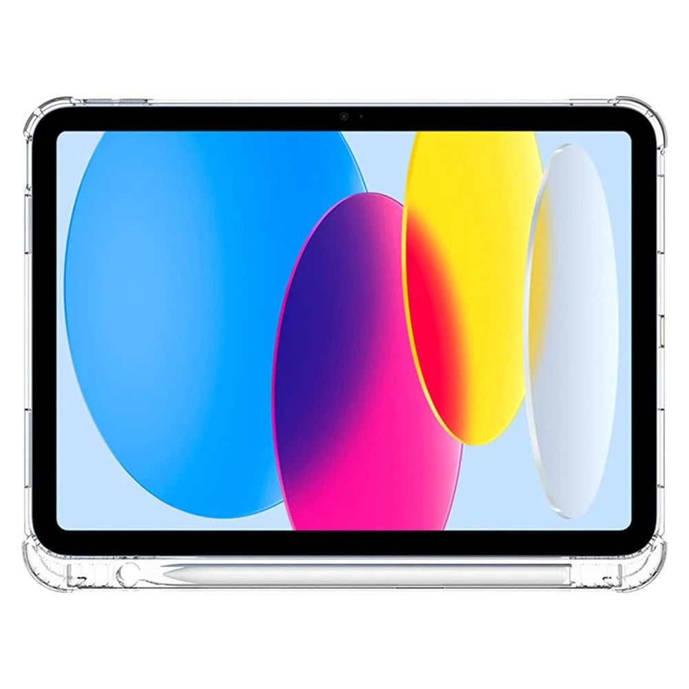 For iPad (2025) / 10.9 (2022) Shockproof TPU Tablet Case Reinforced Corners Transparent Protection Cover with Pen Slot - 5