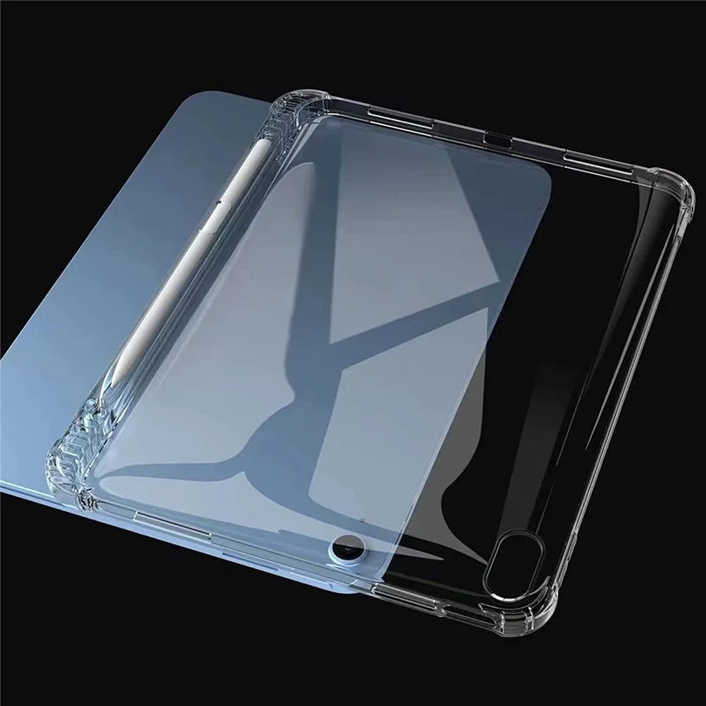 For iPad (2025) / 10.9 (2022) Shockproof TPU Tablet Case Reinforced Corners Transparent Protection Cover with Pen Slot - 7