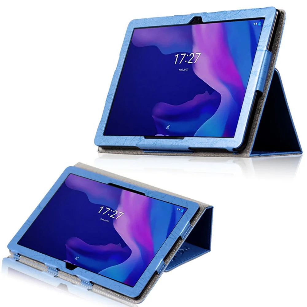 PU Leather Tablet Stand Case for TCL Tab 10L Imprinted Flower Pattern Protective Tablet Cover - Blue - 3