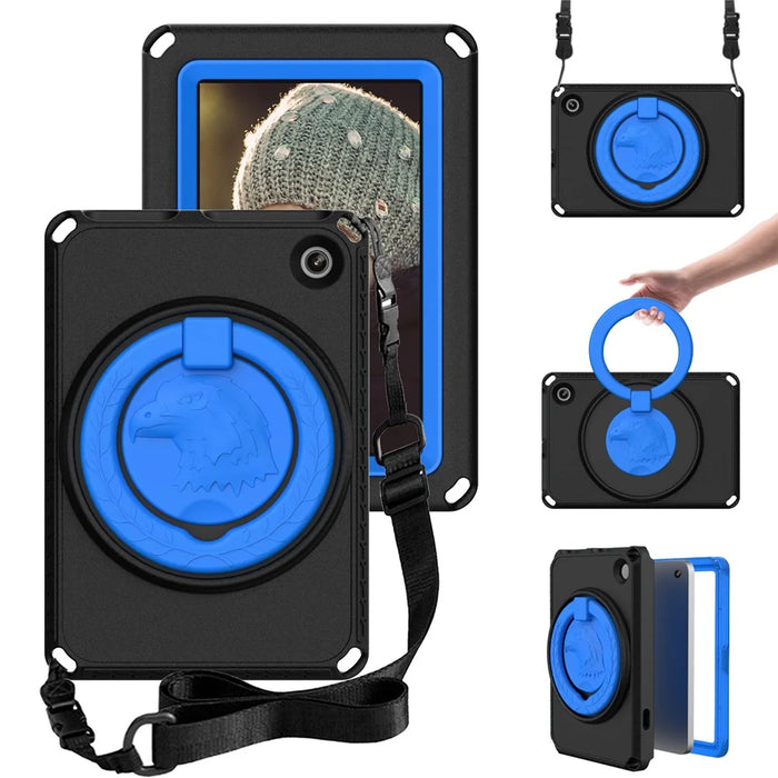 For Amazon Fire 7 (2022) Protective EVA Case with Shoulder Strap, Waterproof Screen Film - Black - 1