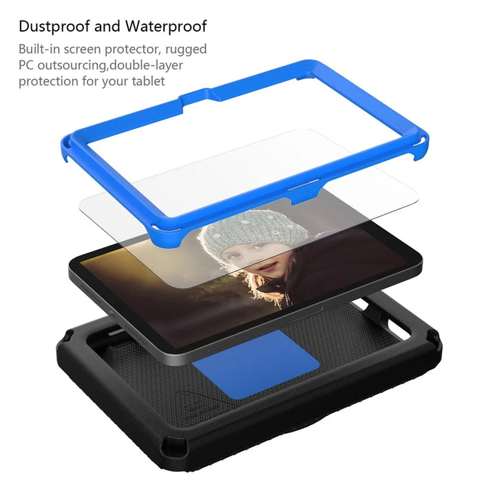 For Amazon Fire 7 (2022) Protective EVA Case with Shoulder Strap, Waterproof Screen Film - Black - 4