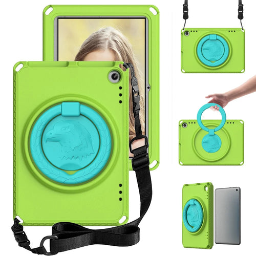 For Amazon Fire HD 8 (2022) / (2020) Shockproof EVA Case with Shoulder Strap, Waterproof Screen Protector - Green - 1