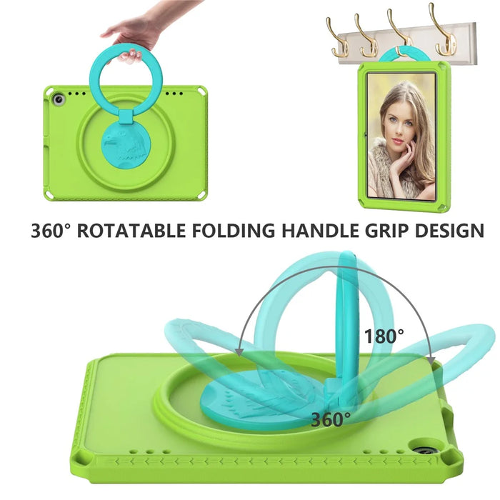 For Amazon Fire HD 8 (2022) / (2020) Shockproof EVA Case with Shoulder Strap, Waterproof Screen Protector - Green - 3