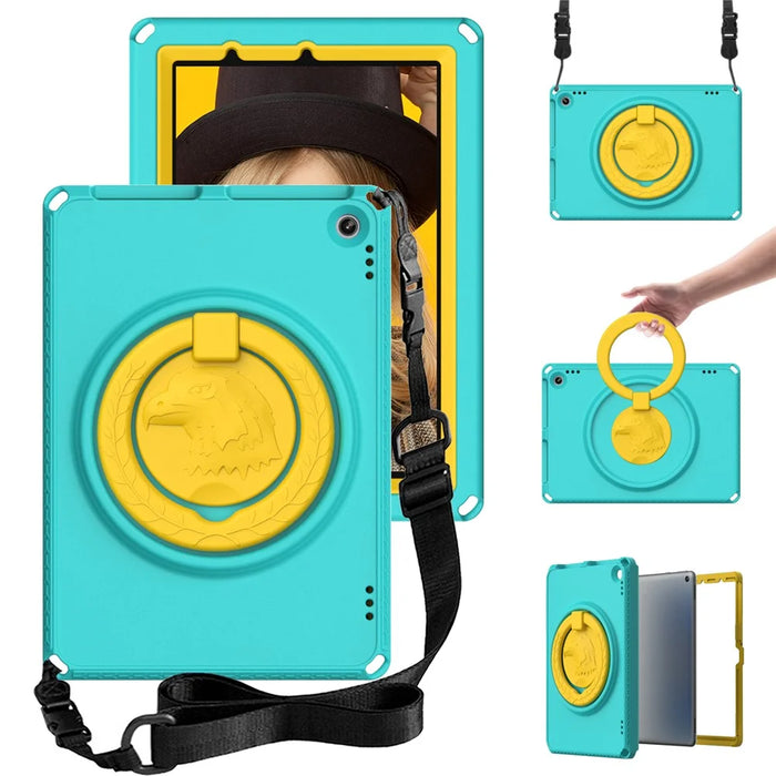 Hard EVA Case for Amazon Fire HD 10 (2021) Protective Cover with Shoulder Strap, Screen Film - Light Green - 1
