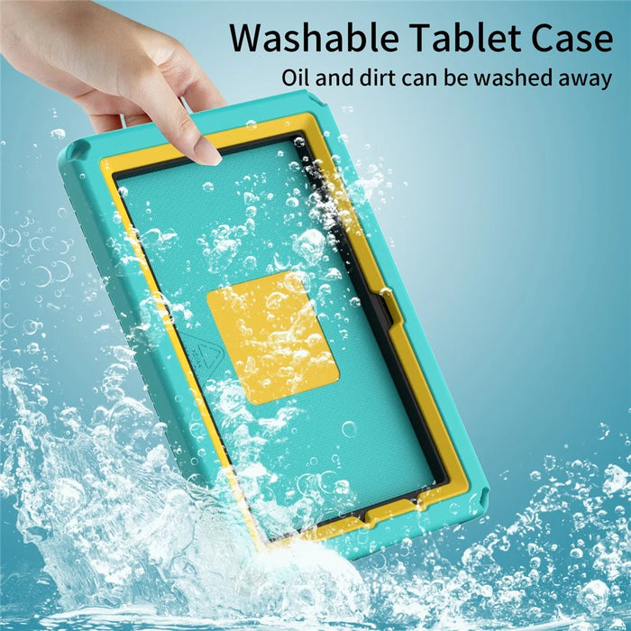 Hard EVA Case for Amazon Fire HD 10 (2021) Protective Cover with Shoulder Strap, Screen Film - Light Green - 5