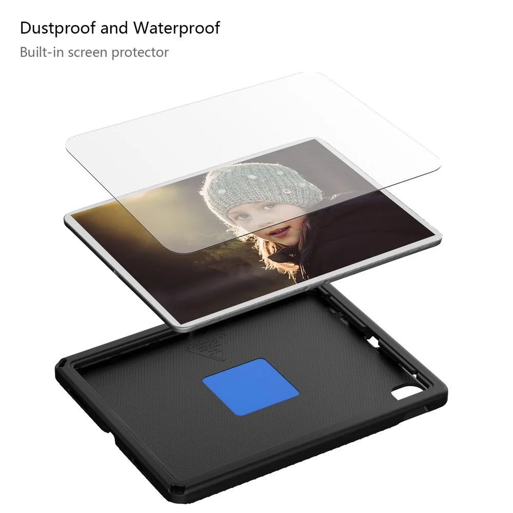 For iPad Pro 13 (2025) / 13 (2024) / Air 13 (2025) / (2024) / 12.9 (2022) / (2021) / (2020) / (2018) EVA Case with Shoulder Strap, Screen Film - Black - 4
