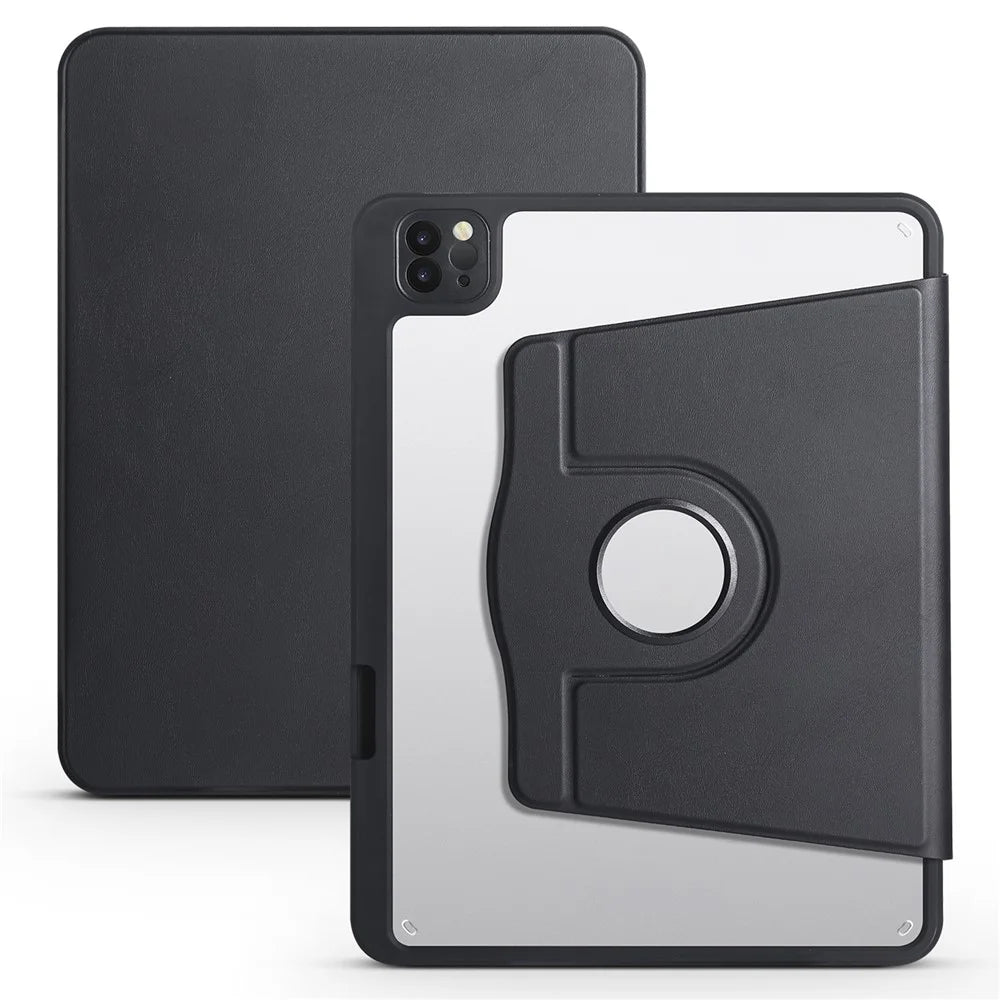 For iPad Air 11 (2026) / (2025) / (2024) / Pro 11 (2020) / (2021) / (2022) / Air (2022) / (2020) Kickstand Tablet Case PU Leather Cover - Black - 1