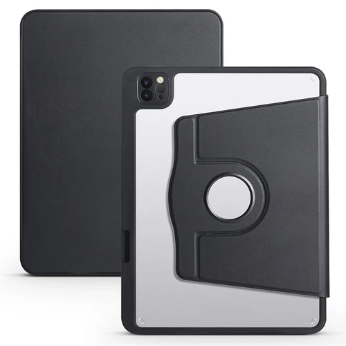 For iPad Air 11 (2026) / (2025) / (2024) / Pro 11 (2020) / (2021) / (2022) / Air (2022) / (2020) Kickstand Tablet Case PU Leather Cover - Black - 1