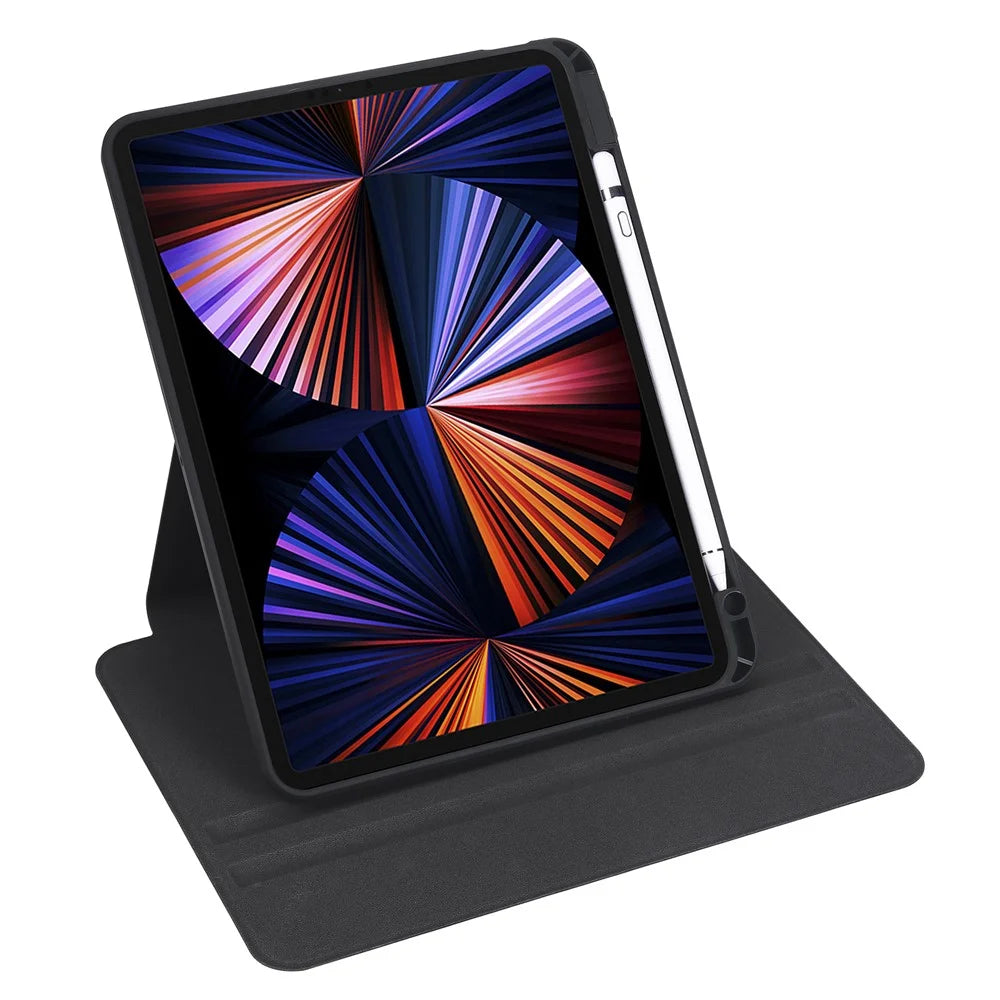 For iPad Air 11 (2026) / (2025) / (2024) / Pro 11 (2020) / (2021) / (2022) / Air (2022) / (2020) Kickstand Tablet Case PU Leather Cover - Black - 5