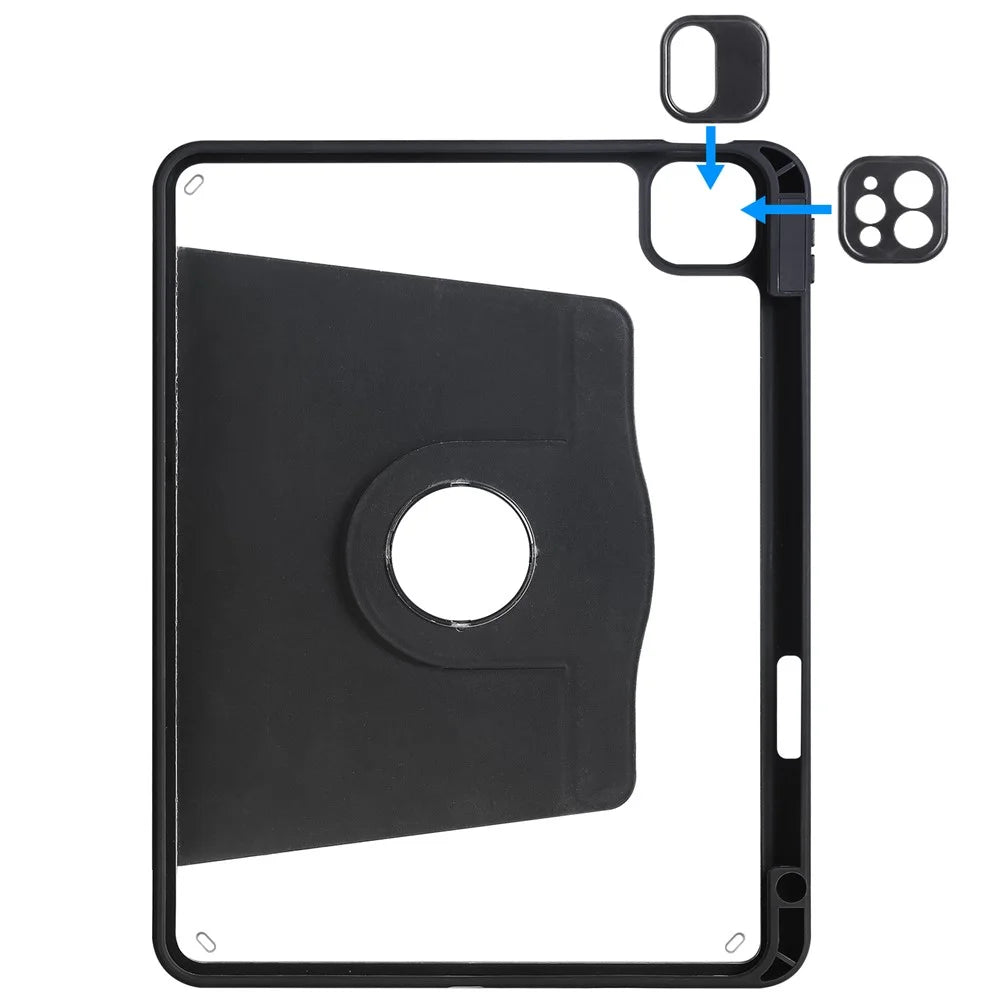 For iPad Air 11 (2026) / (2025) / (2024) / Pro 11 (2020) / (2021) / (2022) / Air (2022) / (2020) Kickstand Tablet Case PU Leather Cover - Black - 7
