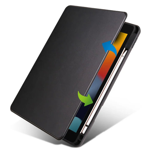 For iPad 10.2 (2021) / (2020) / (2019) Smart Tablet Case PU Leather + Acrylic Rotary Kickstand Cover - Black - 2