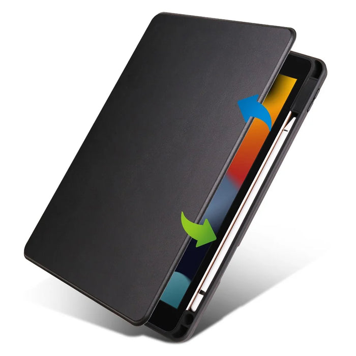 For iPad 10.2 (2021) / (2020) / (2019) Smart Tablet Case PU Leather + Acrylic Rotary Kickstand Cover - Black - 2