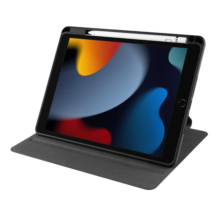 For iPad 10.2 (2021) / (2020) / (2019) Smart Tablet Case PU Leather + Acrylic Rotary Kickstand Cover - Black - 3