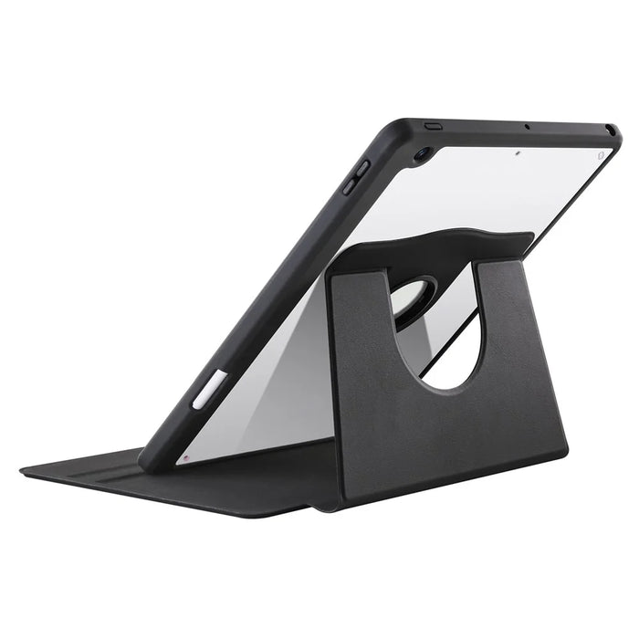 For iPad 10.2 (2021) / (2020) / (2019) Smart Tablet Case PU Leather + Acrylic Rotary Kickstand Cover - Black - 7