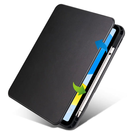 For iPad (2025) / 10.9 (2022) PU Leather + Acrylic Tablet Case Rotary Kickstand Cover with Pen Holder - Black - 2