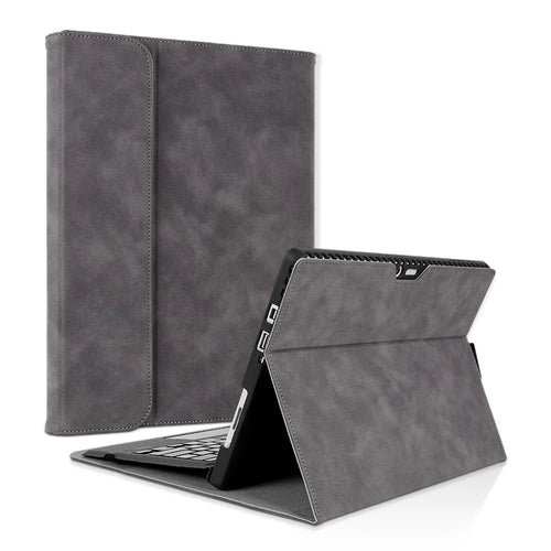 For Microsoft Surface Pro 4 / 5 / 6 / 7 PU Leather Tablet Case Stand Keyboard Cover with Pen Loop Holder - Grey - 1