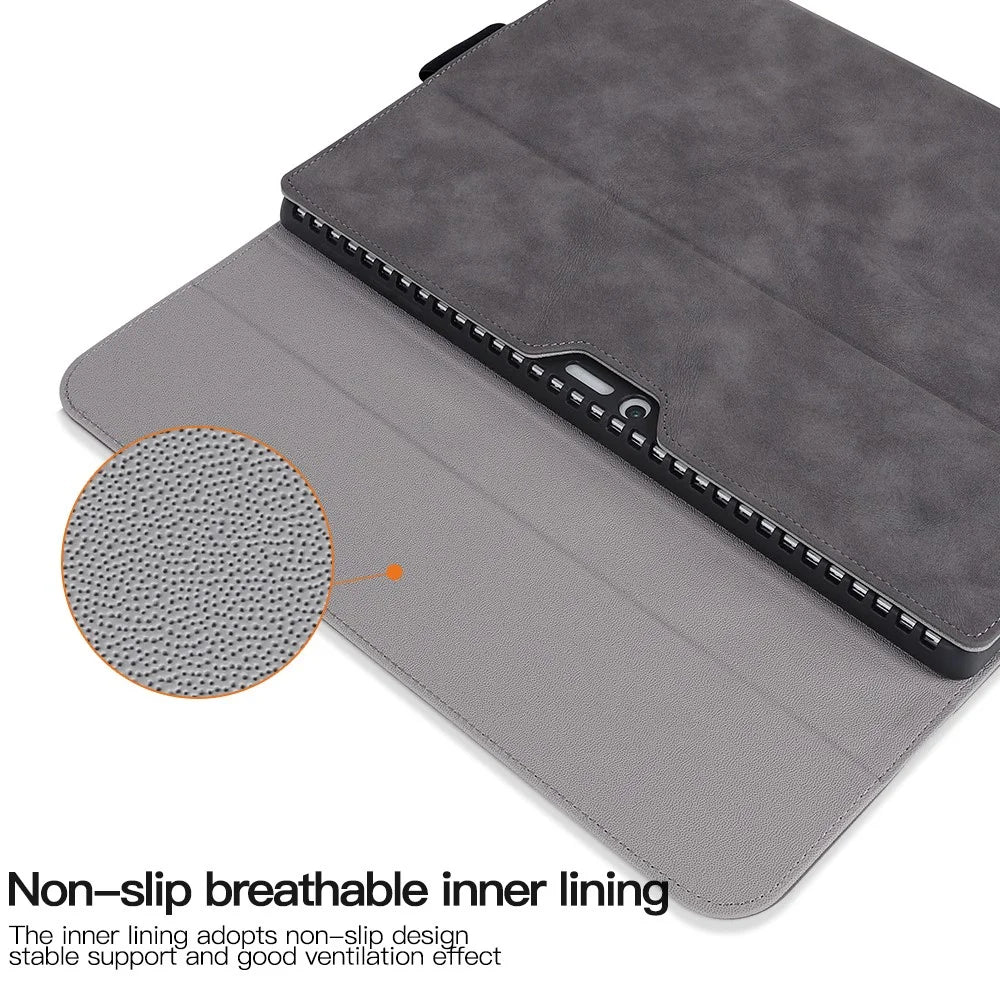 For Microsoft Surface Pro 4 / 5 / 6 / 7 PU Leather Tablet Case Stand Keyboard Cover with Pen Loop Holder - Grey - 3