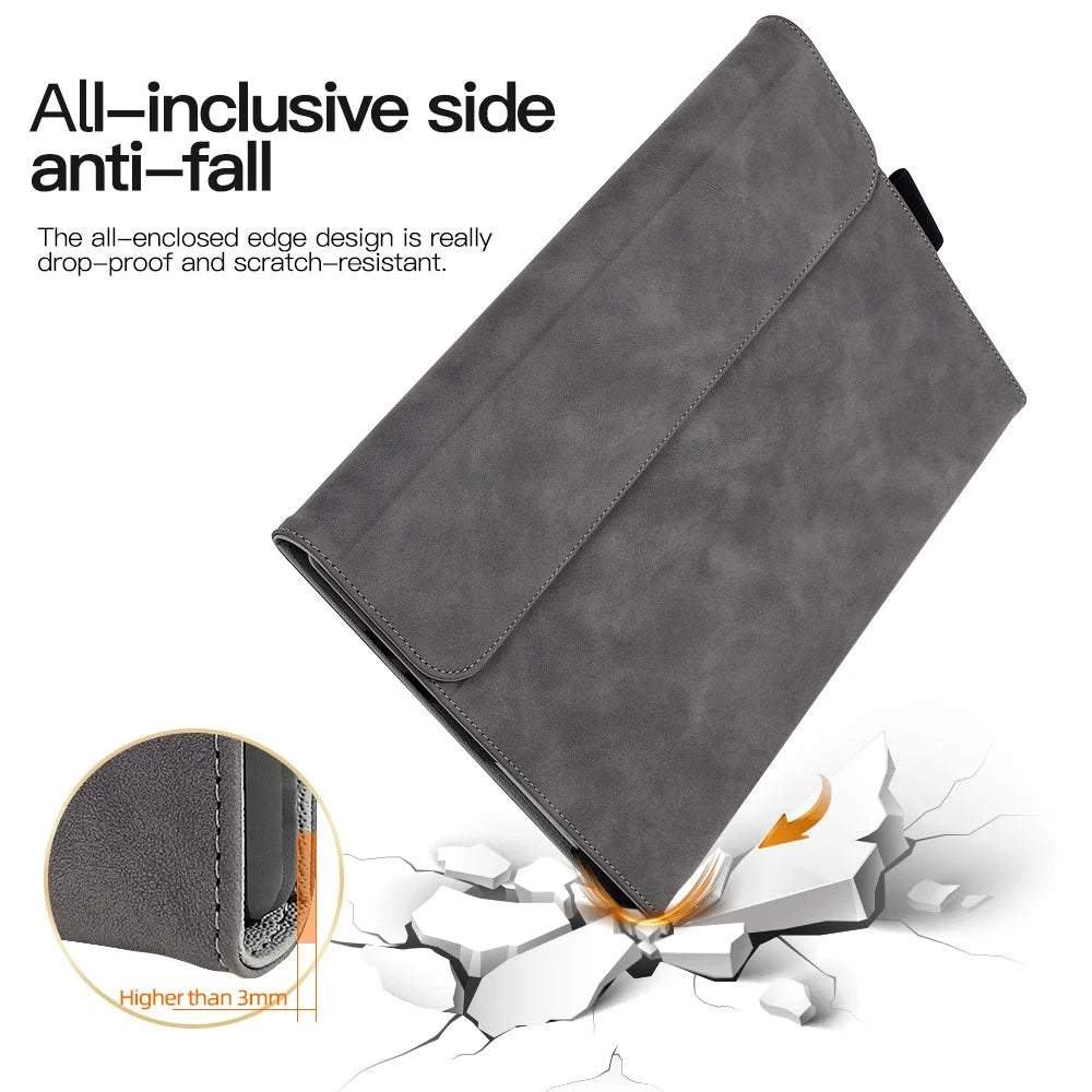 For Microsoft Surface Pro 4 / 5 / 6 / 7 PU Leather Tablet Case Stand Keyboard Cover with Pen Loop Holder - Grey - 4