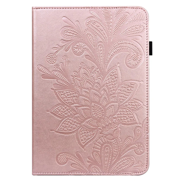 For Lenovo Tab M9 TB-310FU Flower Imprinting Tablet Cover PU Leather Stand Wallet Protective Case - Rose Gold - 2