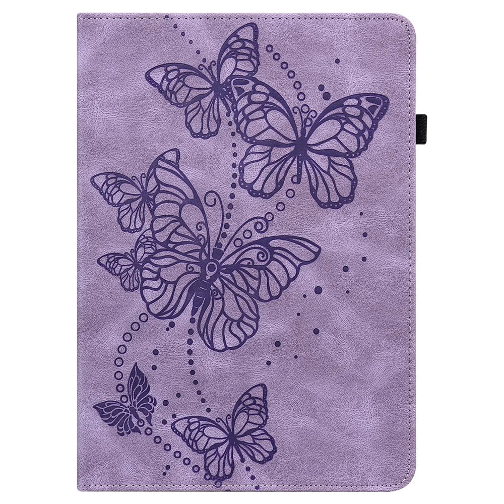For Lenovo Tab M9 TB-310FU PU Leather Butterfly Imprinted Tablet Stand Cover Card Holder Shockproof Case - Purple - 2
