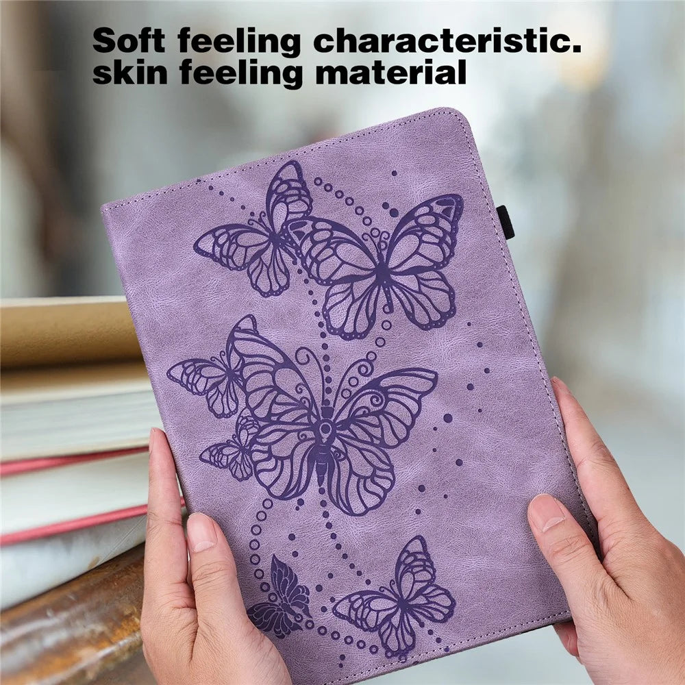 For Lenovo Tab M9 TB-310FU PU Leather Butterfly Imprinted Tablet Stand Cover Card Holder Shockproof Case - Purple - 7