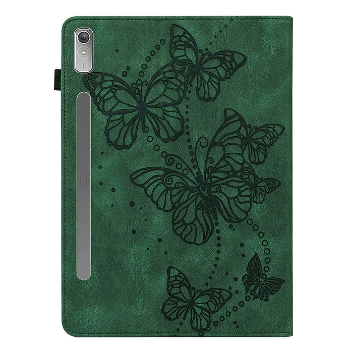 For Lenovo Tab P11 Pro Gen 2 PU Leather Tablet Stand Cover Butterfly Imprinted Card Holder Drop-proof Case - Green - 3