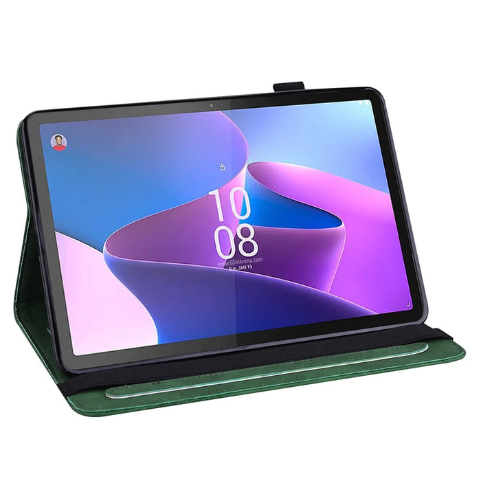 For Lenovo Tab P11 Pro Gen 2 PU Leather Tablet Stand Cover Butterfly Imprinted Card Holder Drop-proof Case - Green - 4