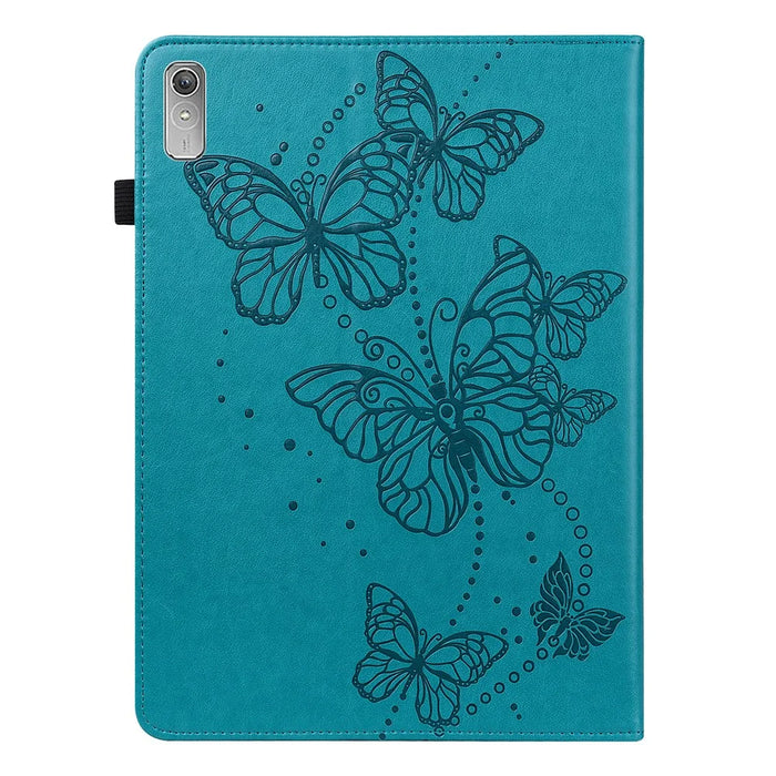 For Lenovo Tab P11 Gen 2 Butterfly Imprinted PU Leather Tablet Stand Cover Drop-proof Case with Card Slots - Blue - 2