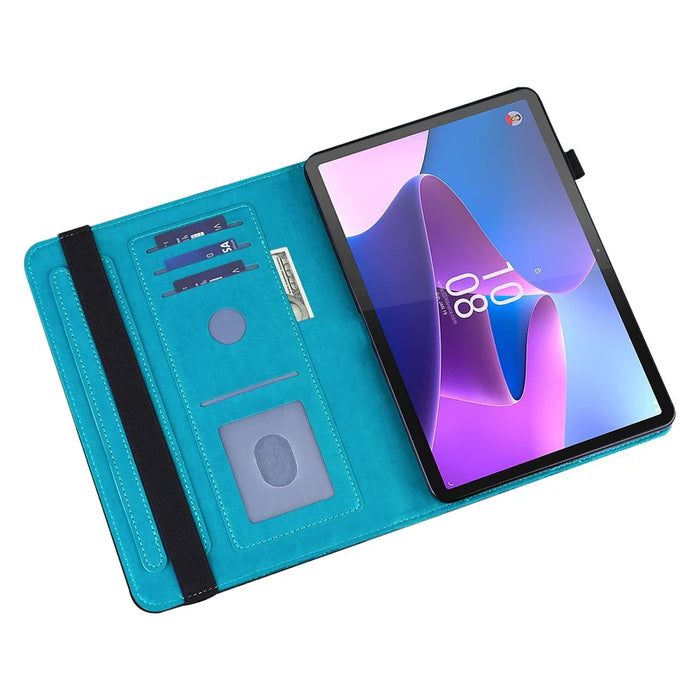 For Lenovo Tab P11 Gen 2 Butterfly Imprinted PU Leather Tablet Stand Cover Drop-proof Case with Card Slots - Blue - 6