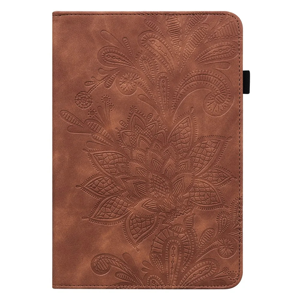 For Lenovo Tab P11 Pro Gen 2 Flower Imprinting PU Leather Tablet Case Drop-proof Wallet Stand Cover - Brown - 2